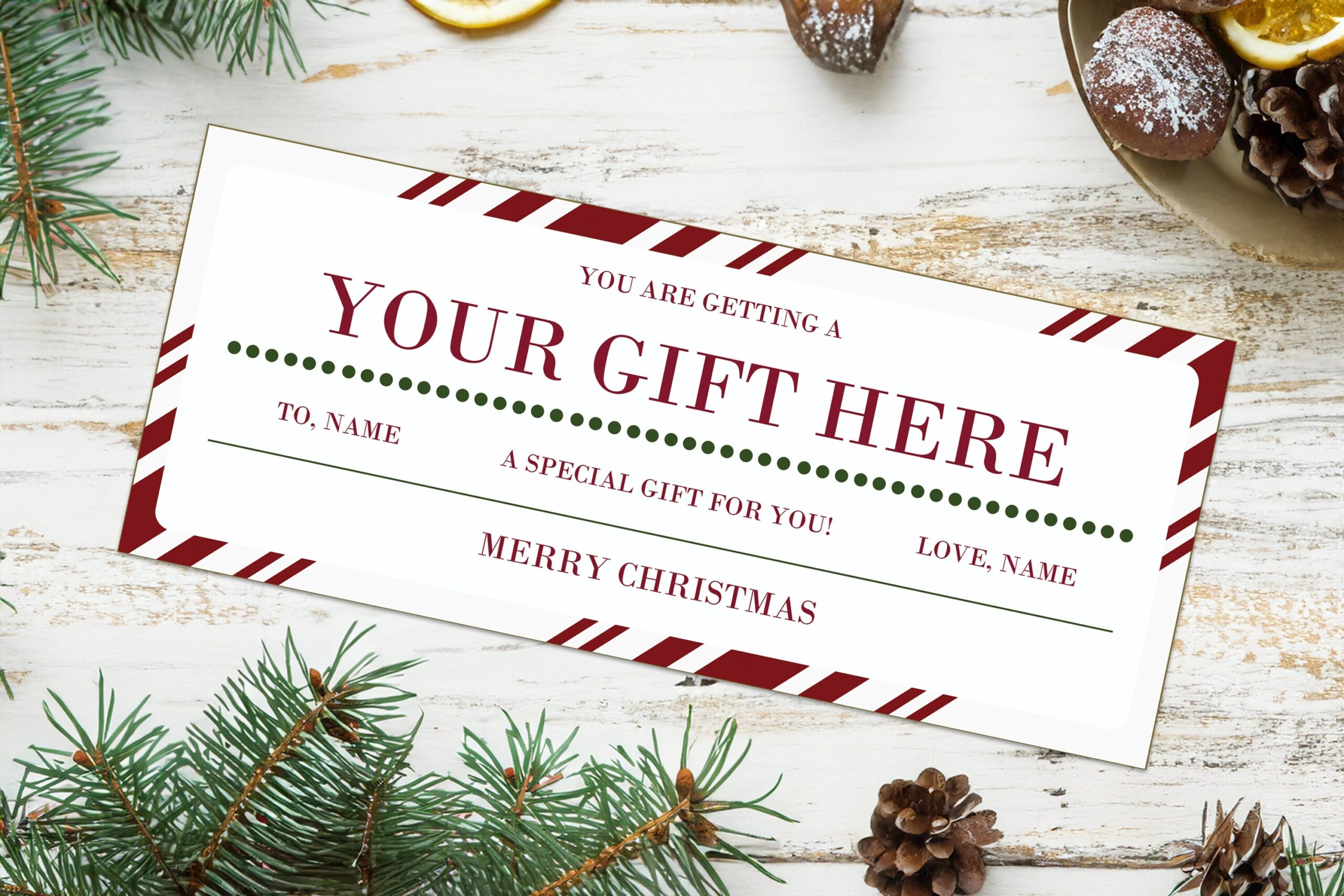 Christmas Your Gift Here Certificate Coupon INSTANT DOWNLOAD 