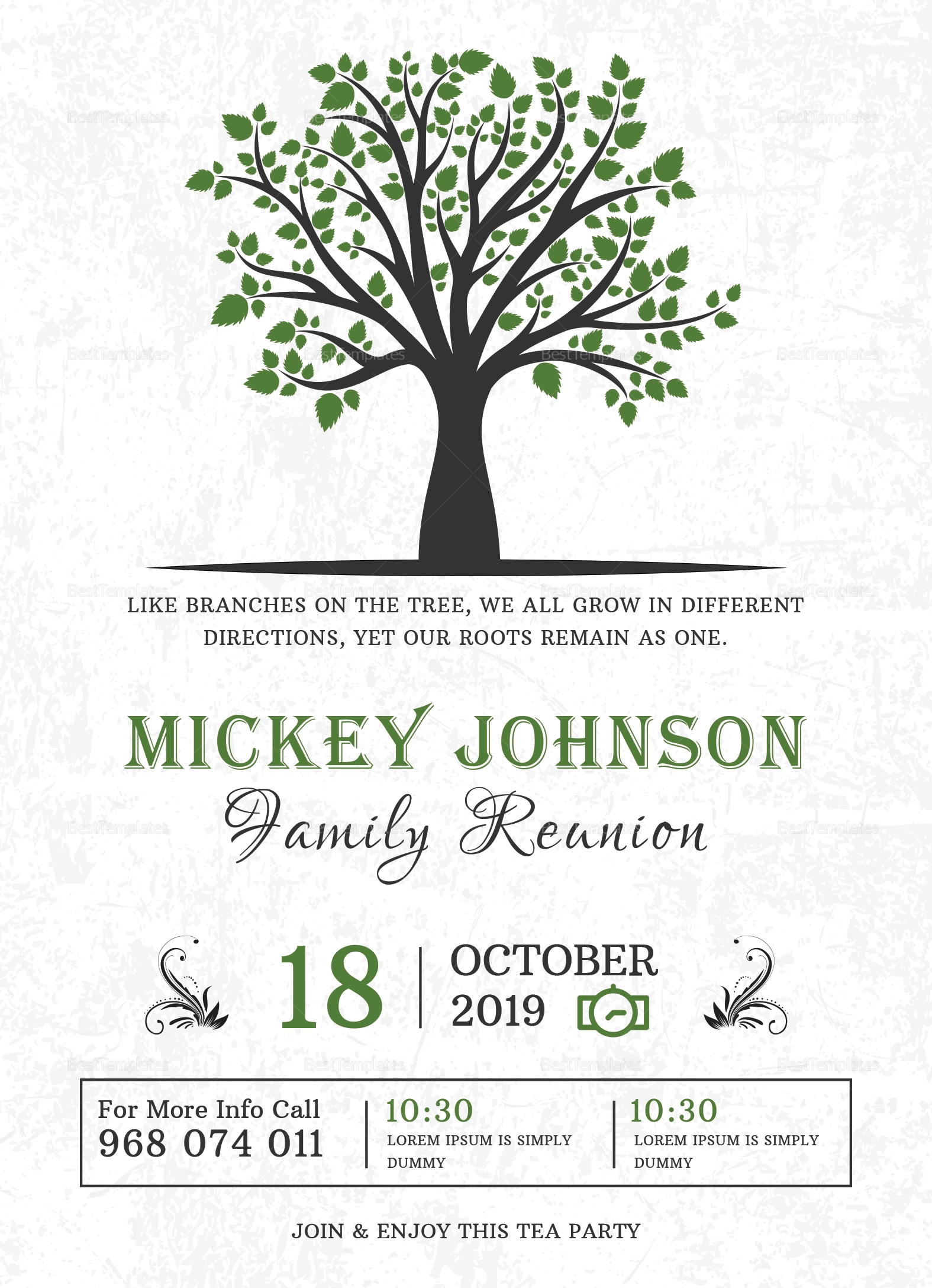 Classic Family Reunion Invitation Design Template In Word PSD 