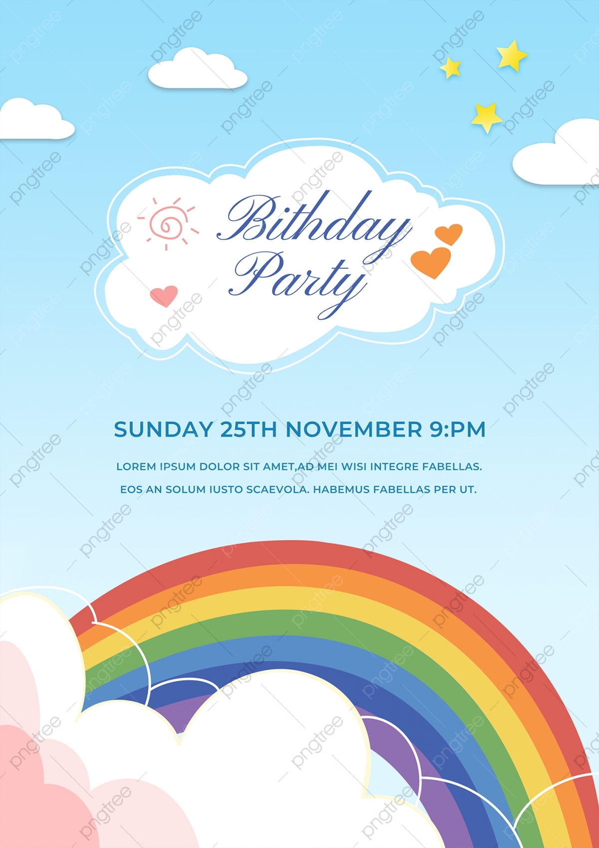 Cloud Sky Rainbow Invitation Template Download On Pngtree