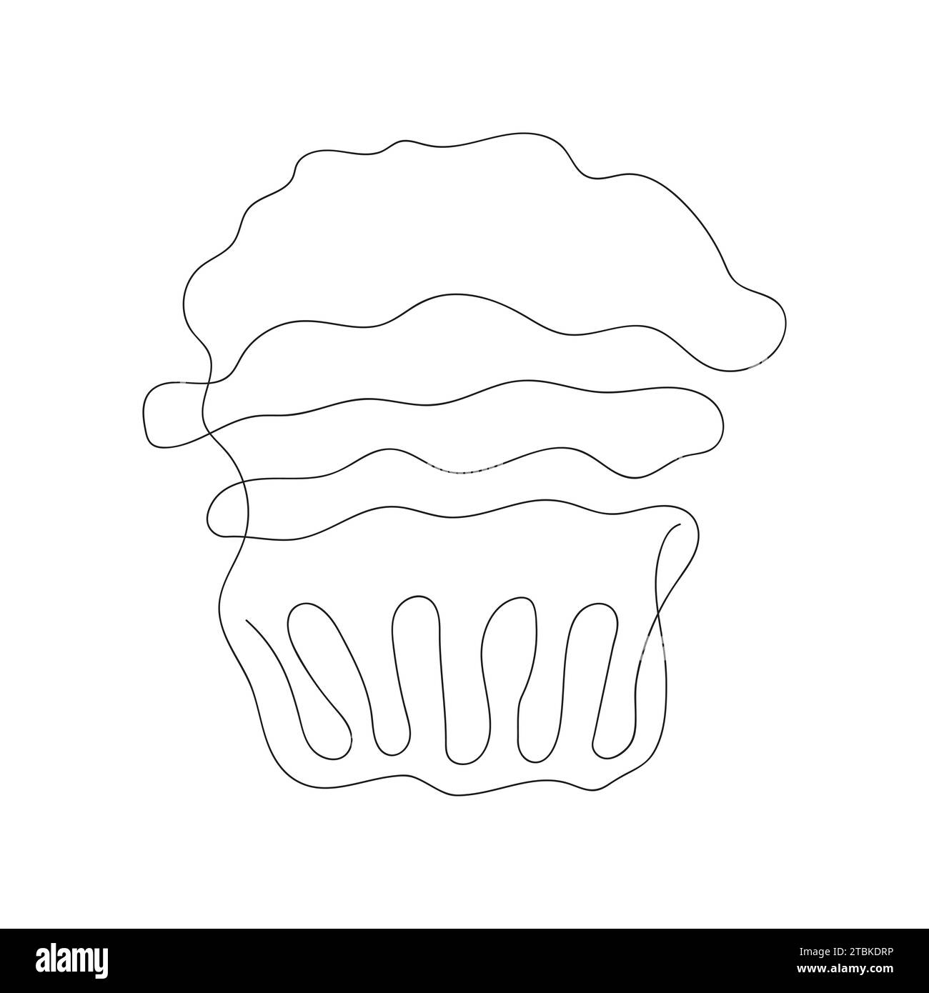 Continuous One Line Drawing Of Cupcake Simple Line Art Of Muffin 