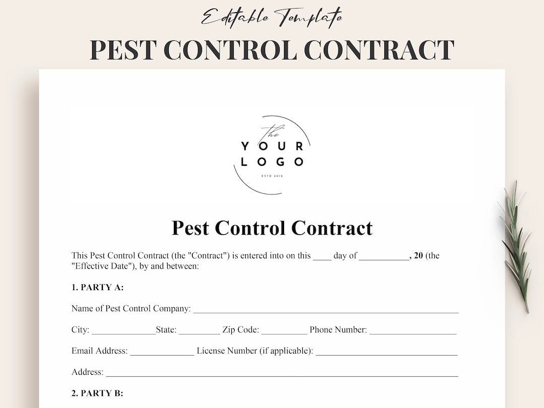 Free Printable Pest Control Agreement Template