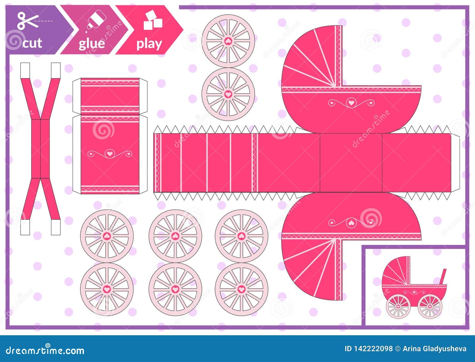Cut And Glue A Baby Carriage Children Art Game For Activity Page Paper 3d Pram Vector Illustration Stock Vector Illustration Of Education Handmade 142222098