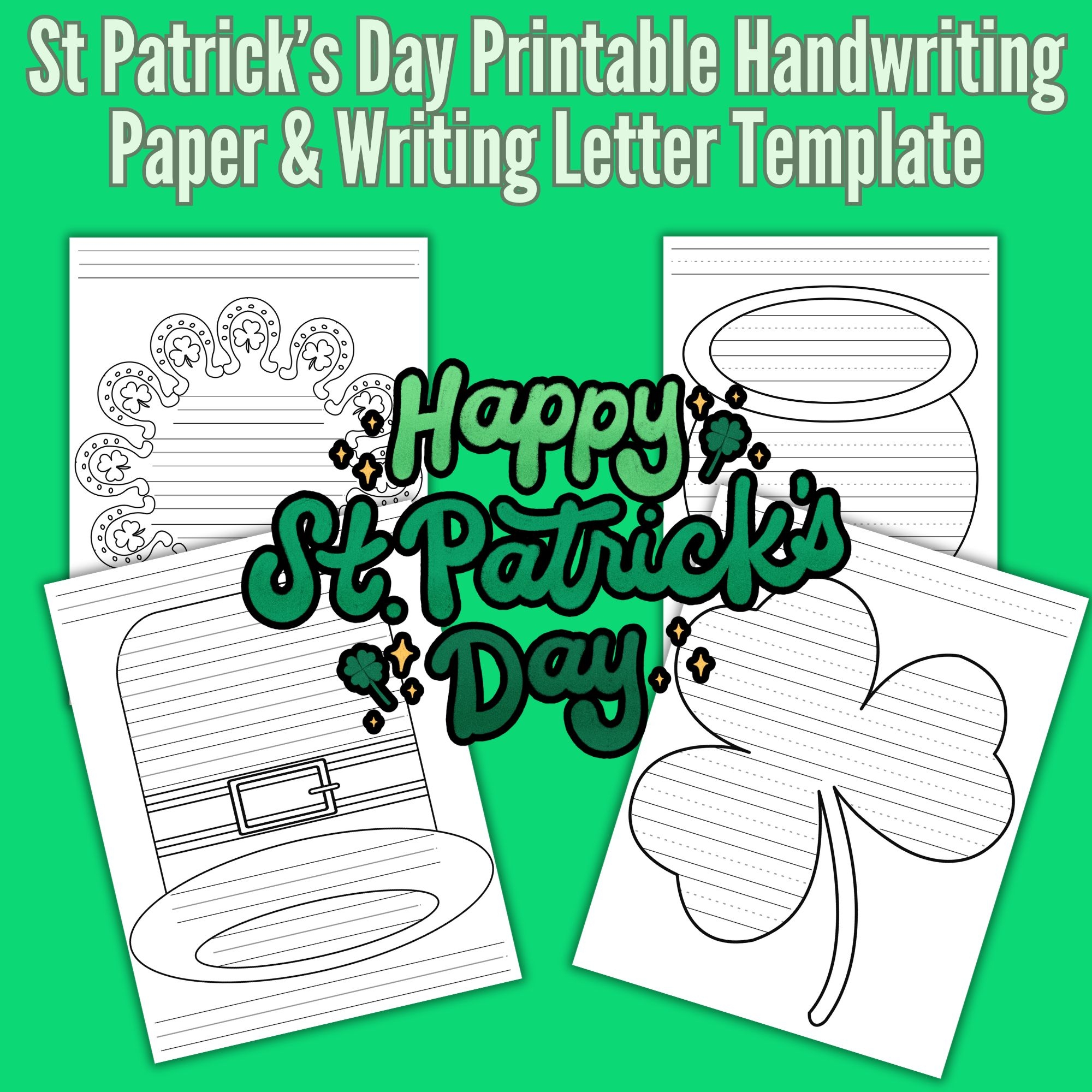 Cute Irish Theme Printable Handwriting Paper Writing Letter Template Shamrock Made By Teachers