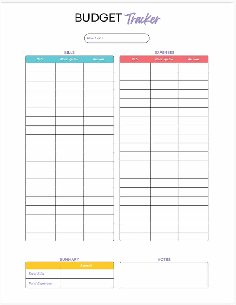 Free Printable Monthly Expense Template