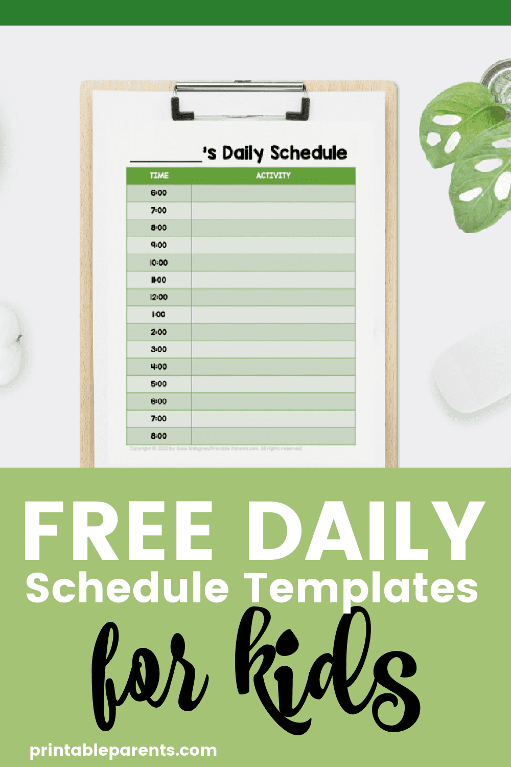Free Printable Kid Daily Routine Template