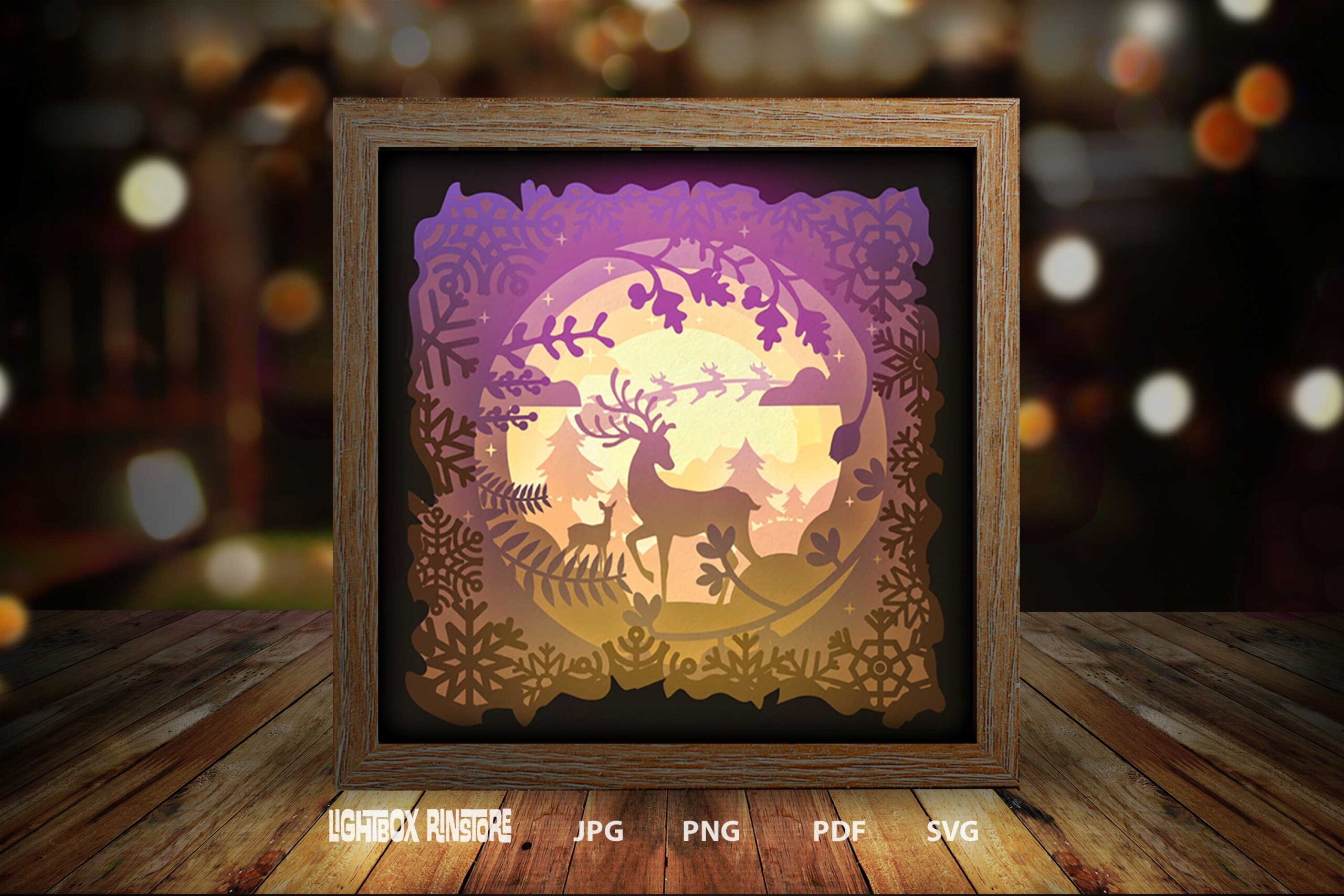 Deer Spirit Paper Light Box Template Shadow Box Template Shadow Box Art Cutting Cricut Layered Svg File DIYs 9 Free Papercut Light Box Template