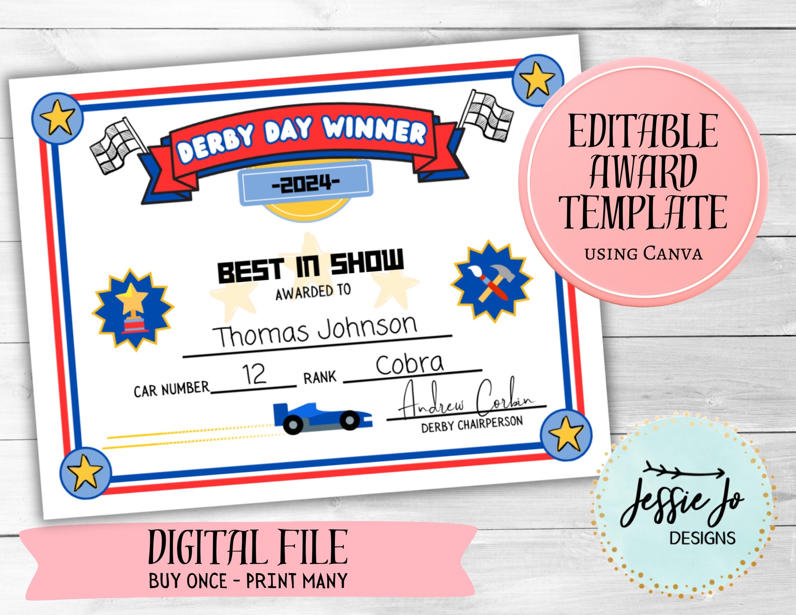 Derby Day Winner Car Race Certificate Editable Award Template Canva Template Etsy Derby Day Winner Car Race Certificate Editable Award Template Canva Template Etsy