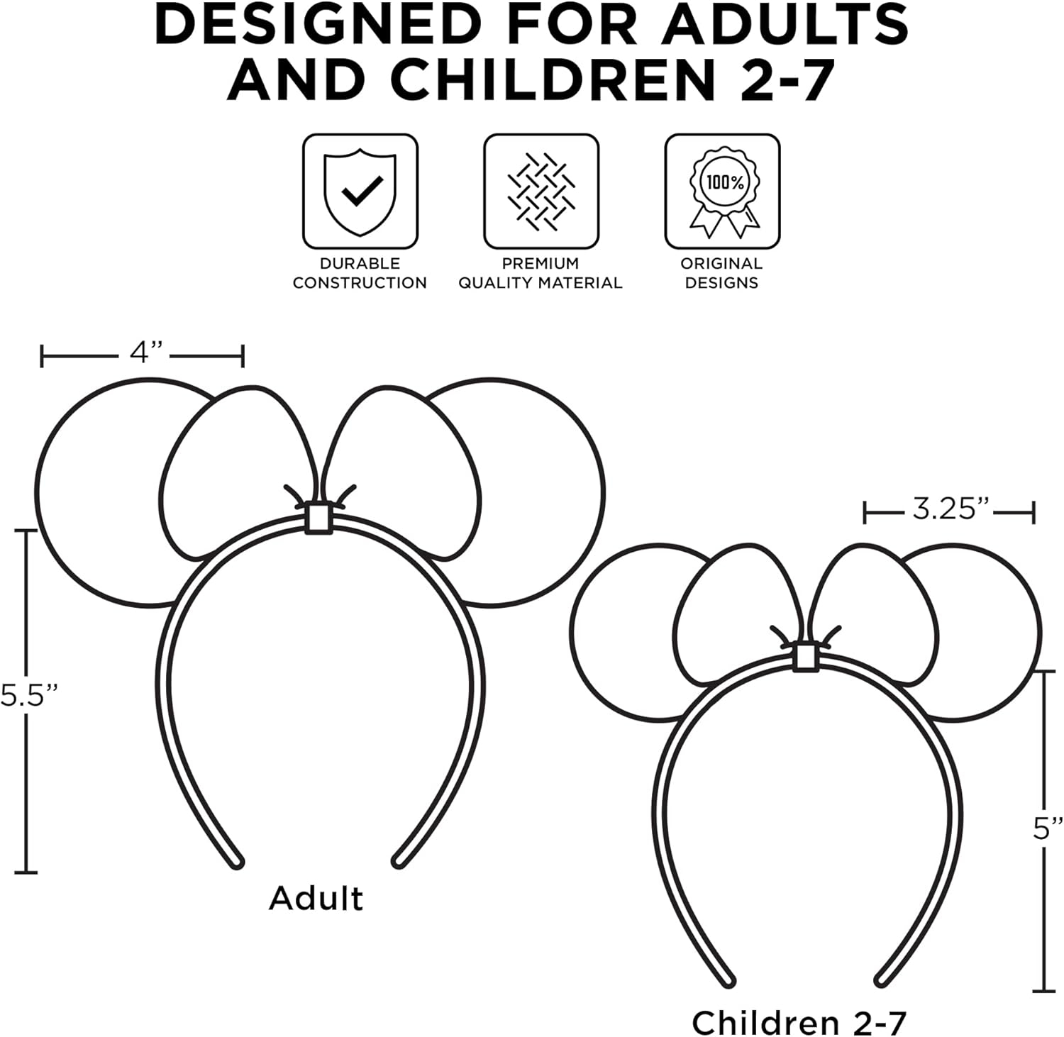 Disney Girls Of 2 For Girl Ears One Adult Size One Ag Little Minnie Mouse Headband Set With Polka Dot Bow Mommy And Me Matching Set Red Polka Dot Ages 2 7 US 