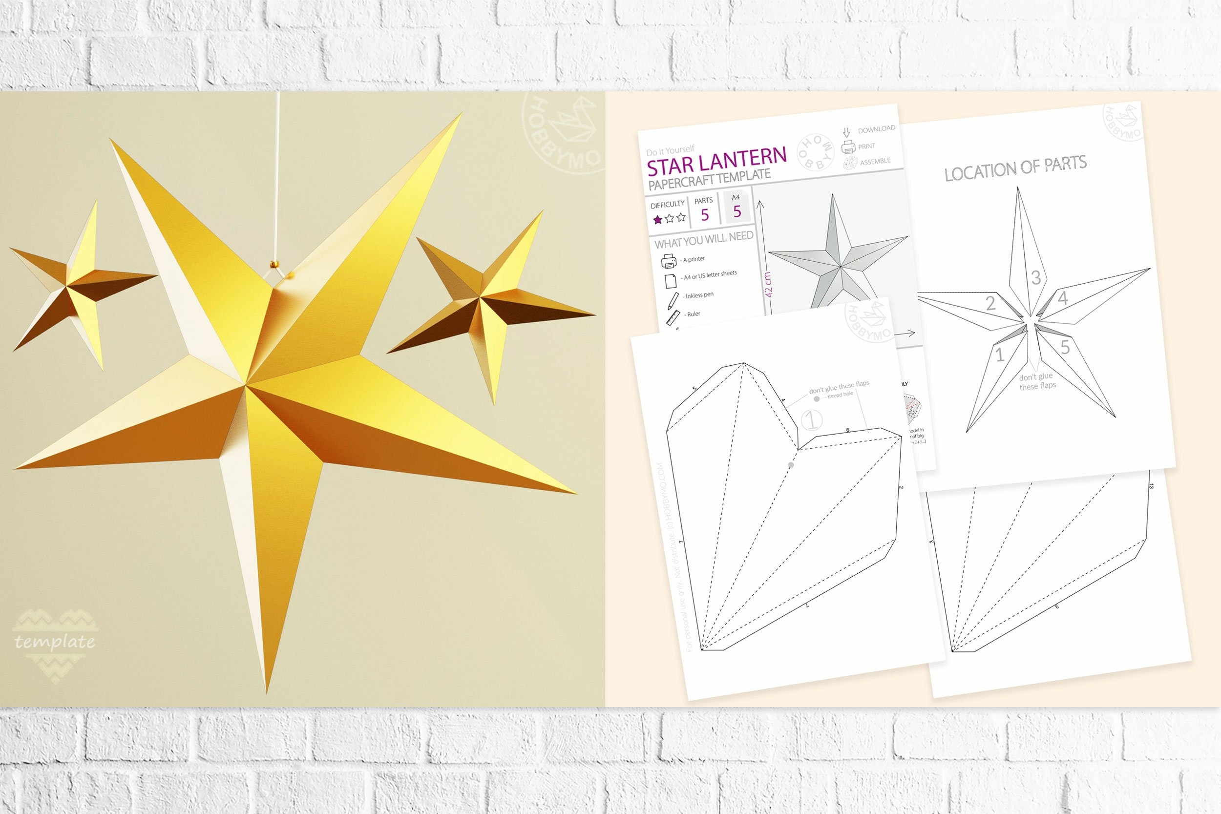 Free Printable Paper Star Lantern Template