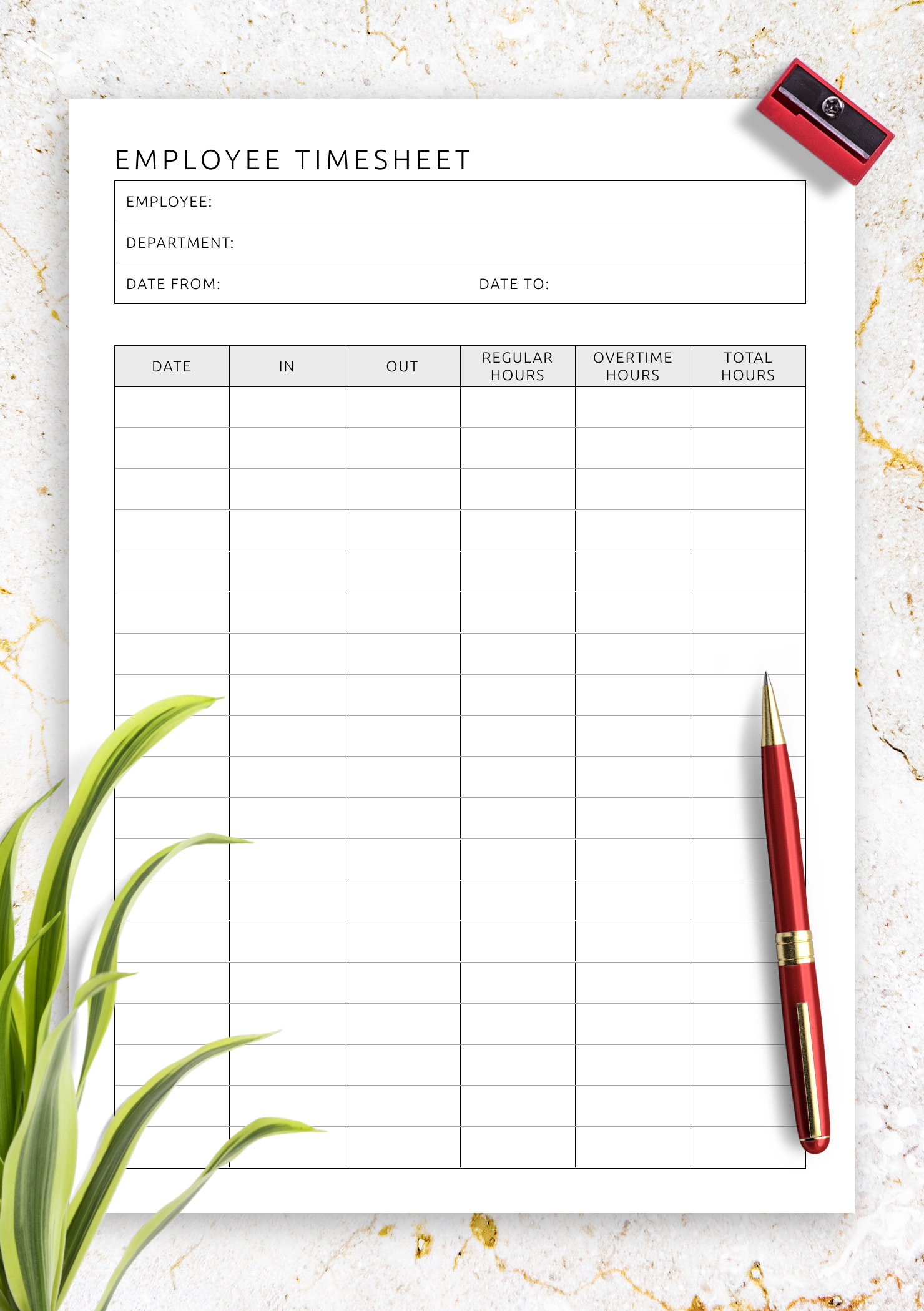 Download Printable Employee Timesheet Template PDF Download Printable Employee Timesheet Template PDF