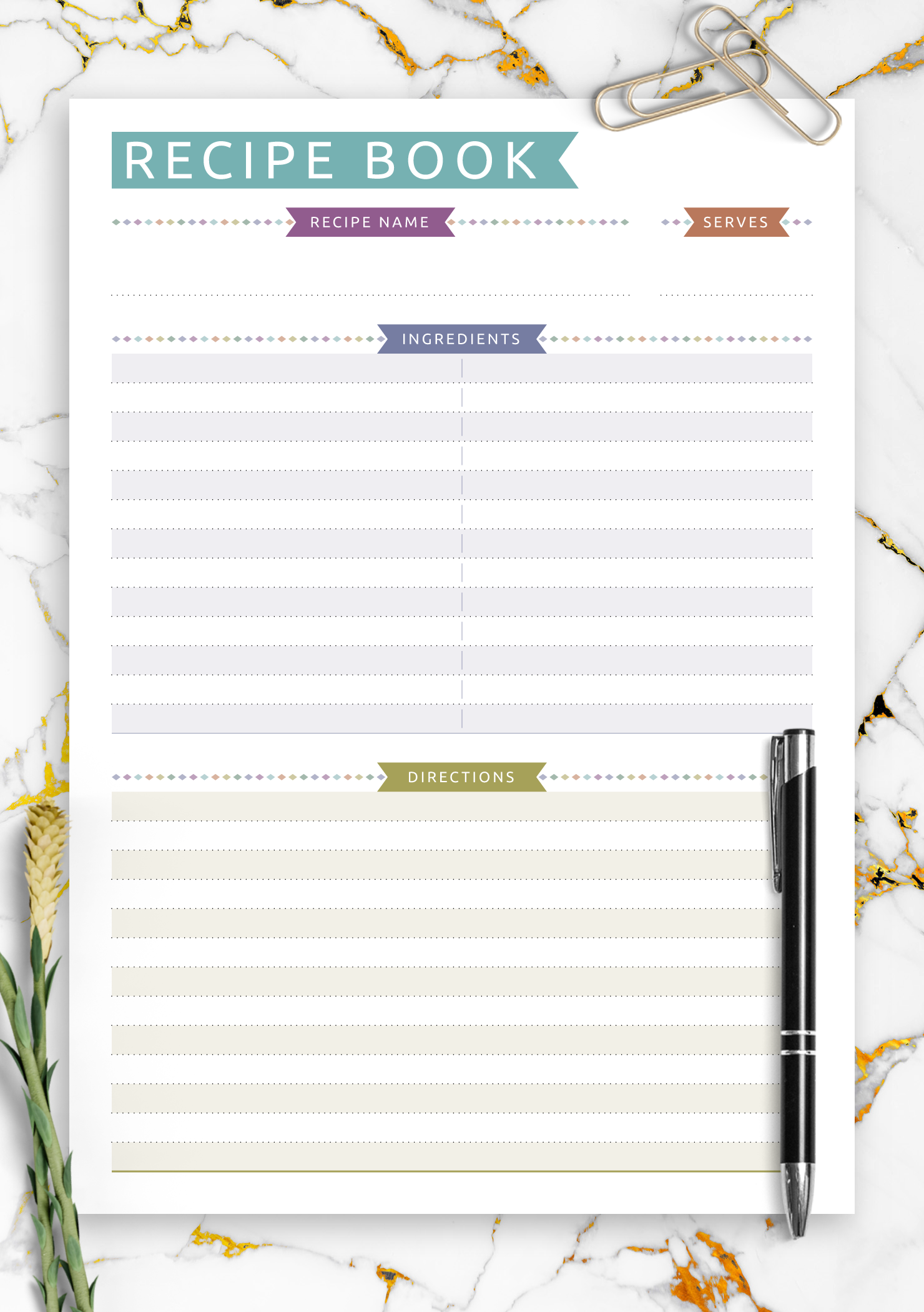 Free Printable Recipe Book Templates