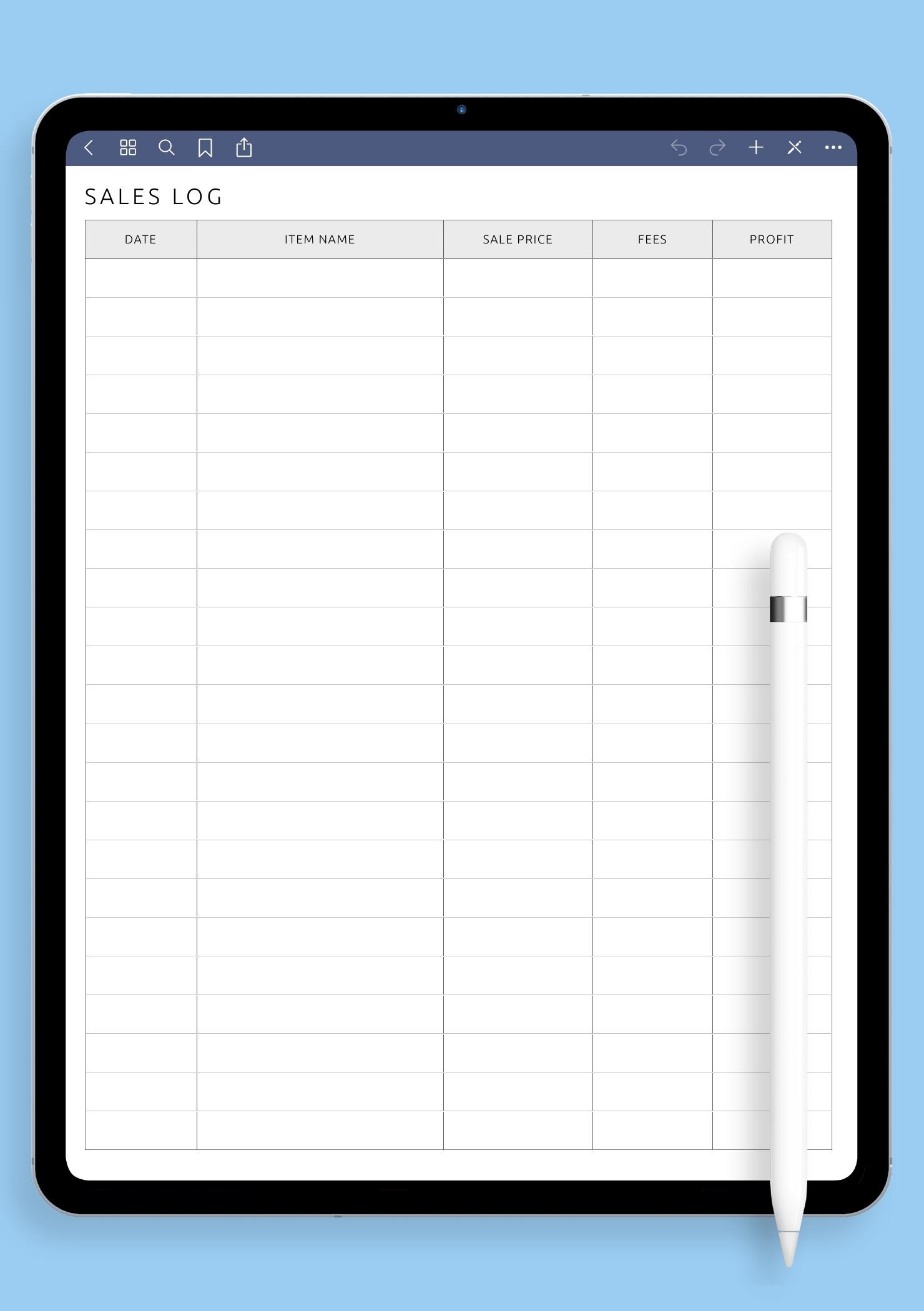 Download Printable Sales Log Template PDF
