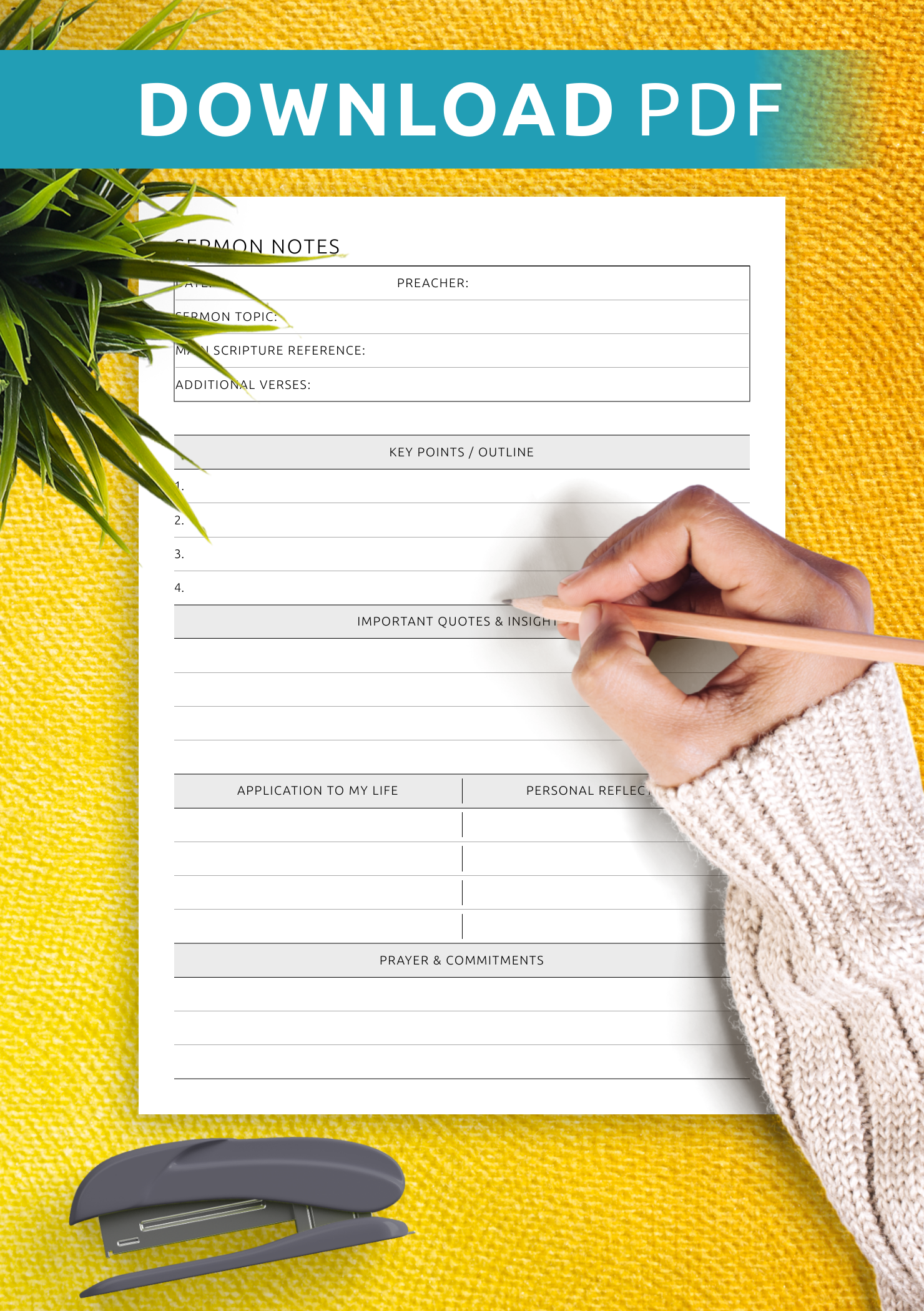 Free Printable Sermon Outline Template