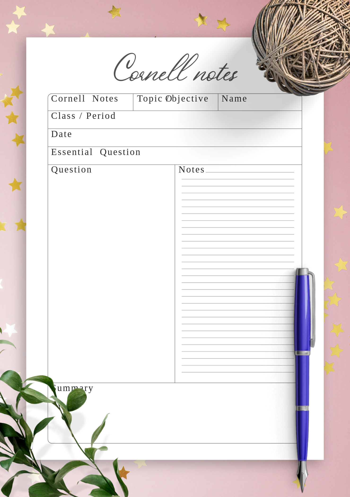 Download Printable Simple Cornell Note Taking Template PDF Download Printable Simple Cornell Note Taking Template PDF
