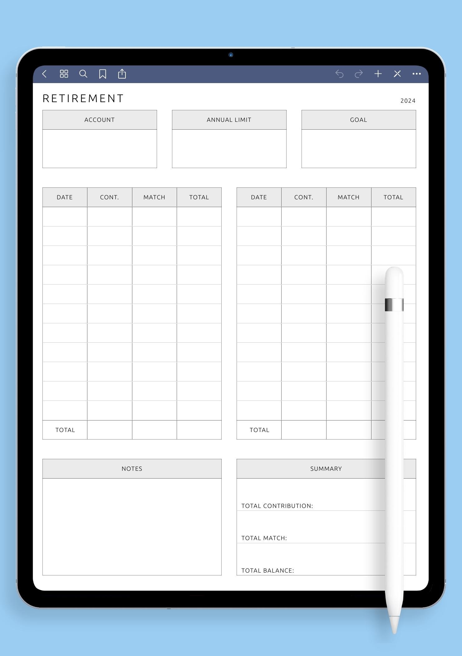 Download Printable Simple Retirement Plan Template PDF