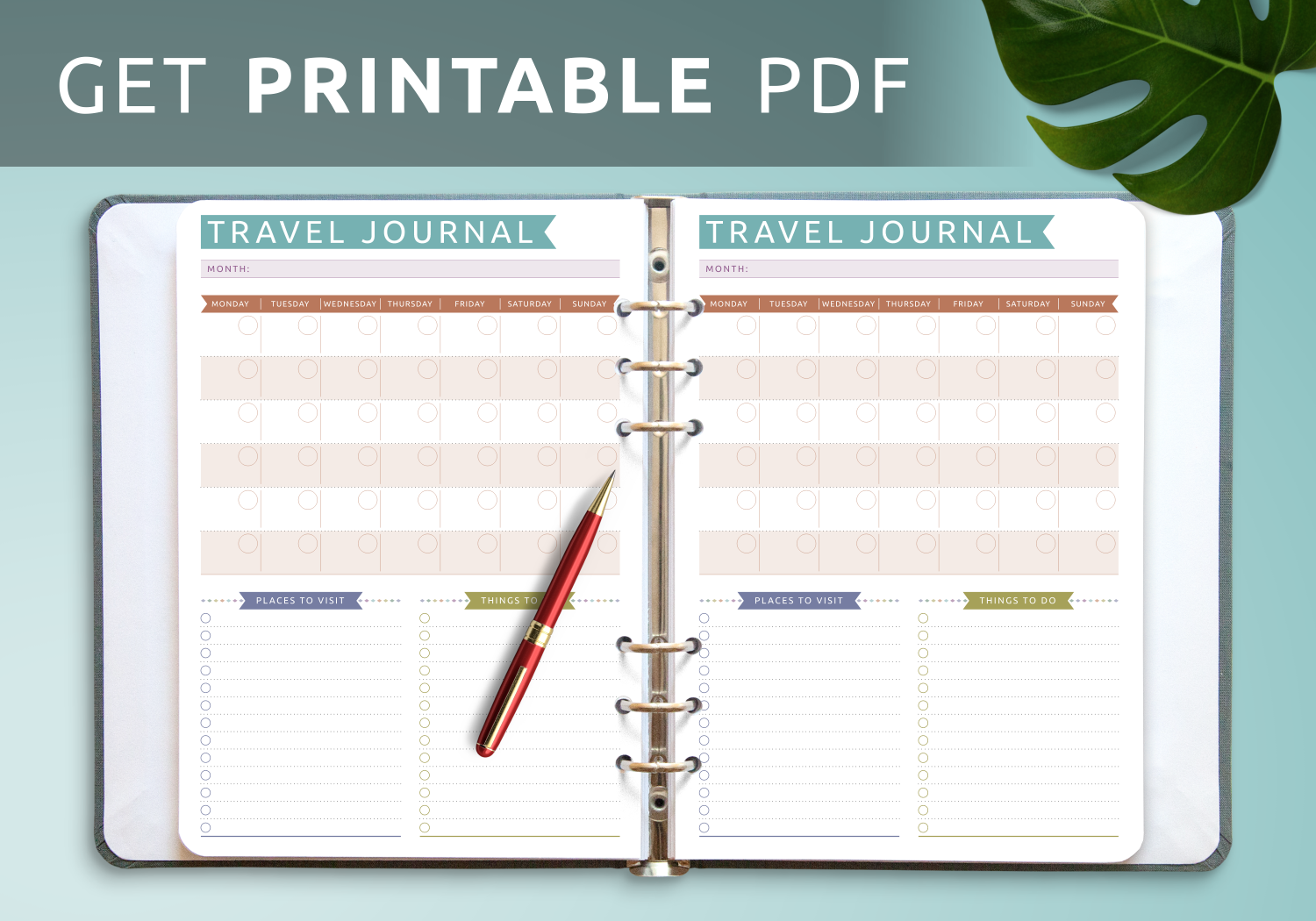 Download Printable Travel Journal Template Casual Style PDF