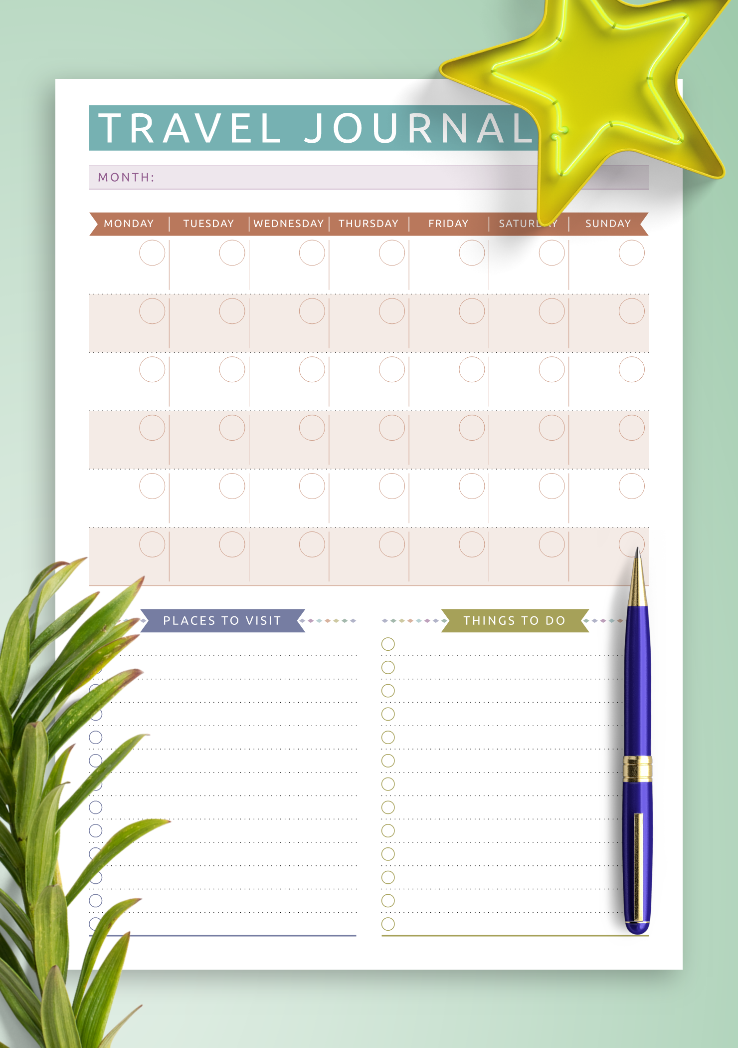 Free Printable Printable Travel Journal Template
