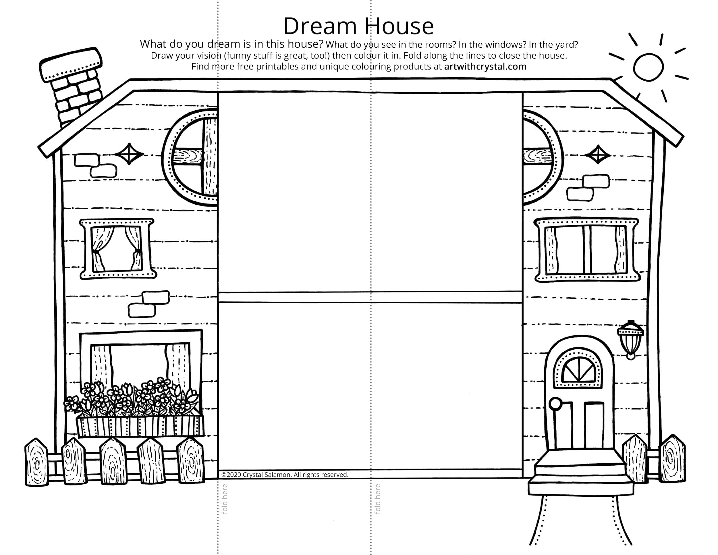 Dream House Free Colouring Page Craft Art With Crystal