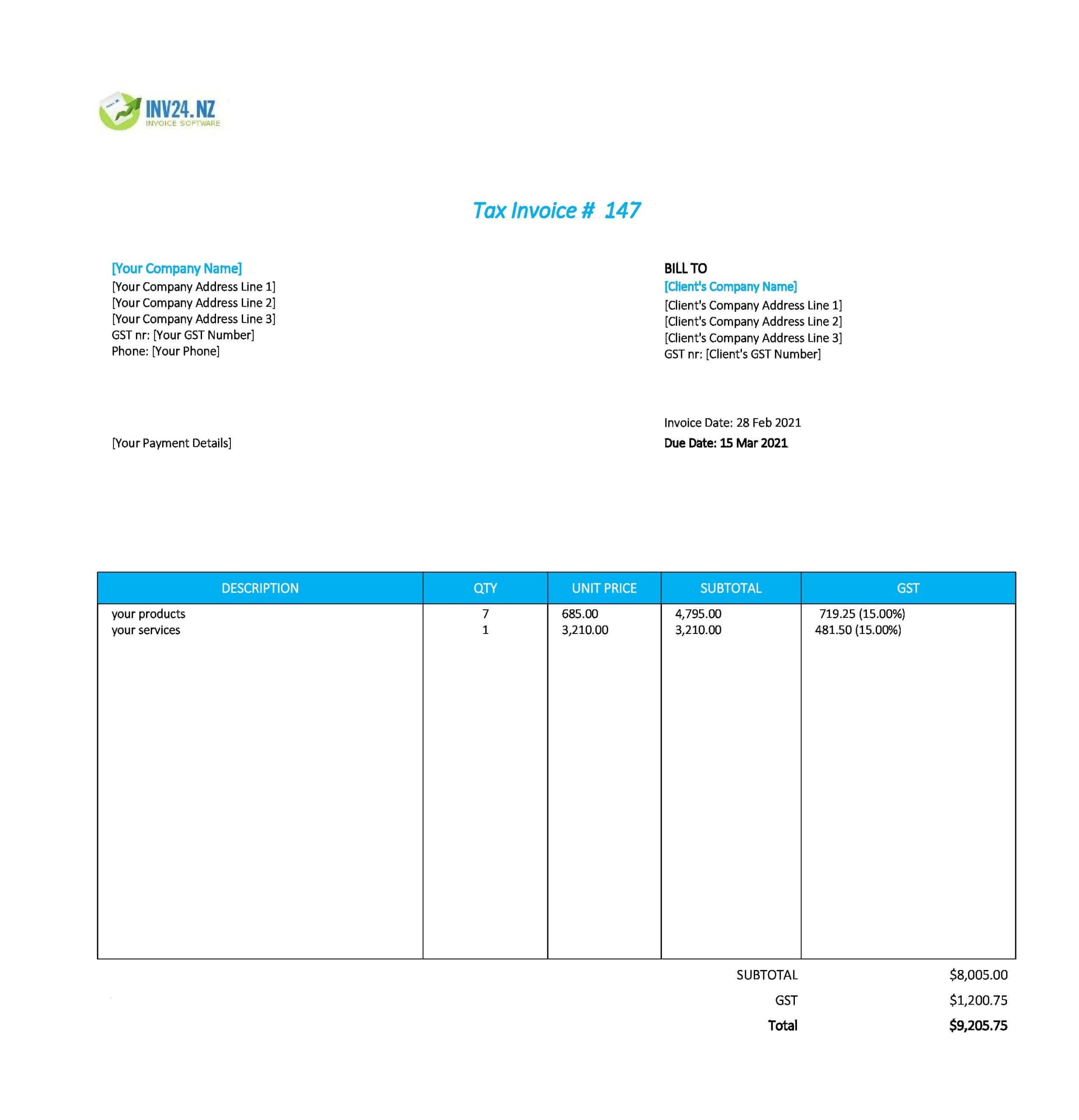 Free Printable Invoice Template Nz Free Printable Invoice Template Nz