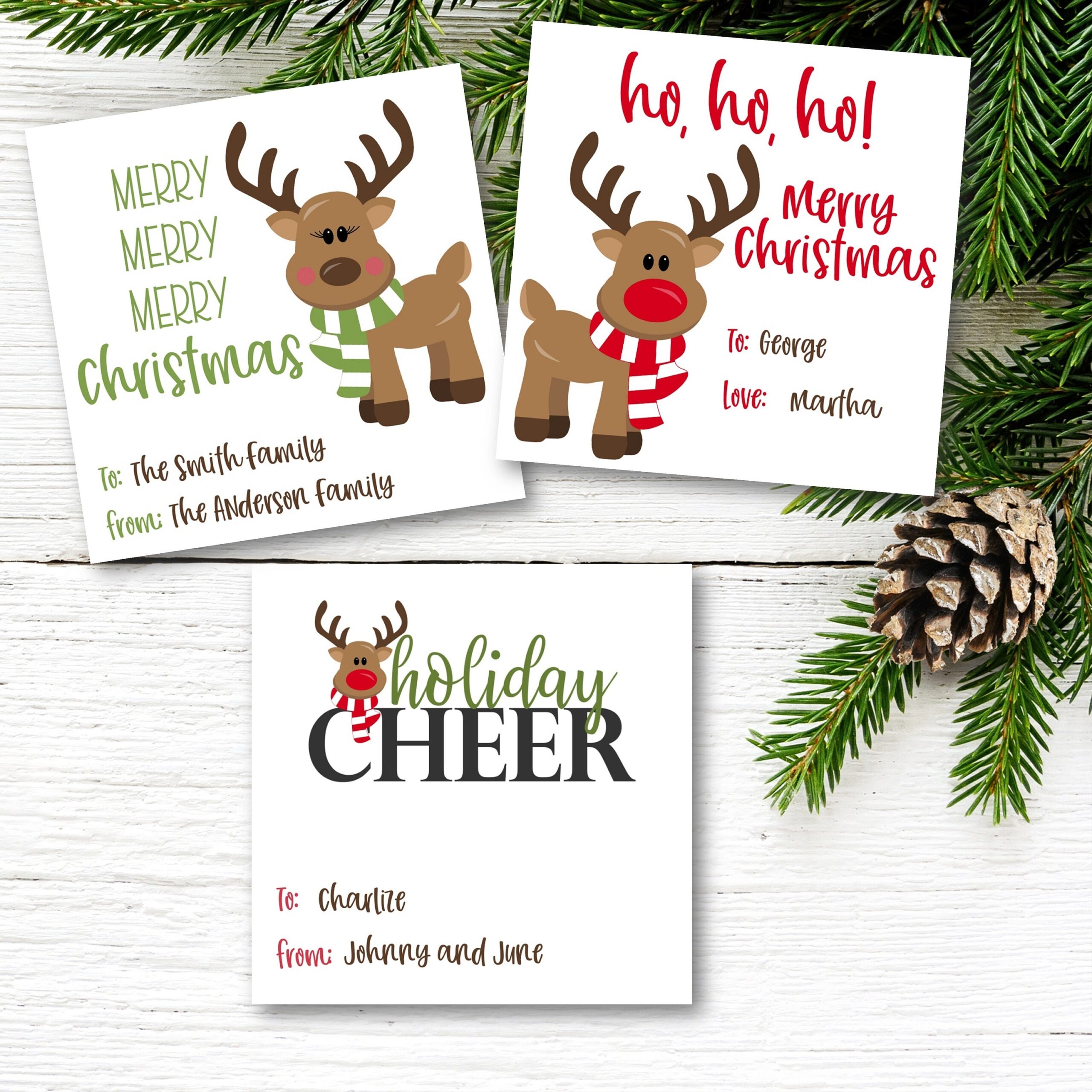 Editable Adorable Reindeer Christmas Gift Tags Text Is Fully Editable 8 Cute Designs DIY Christmas Gift Tag Templates Easy To Customize Etsy