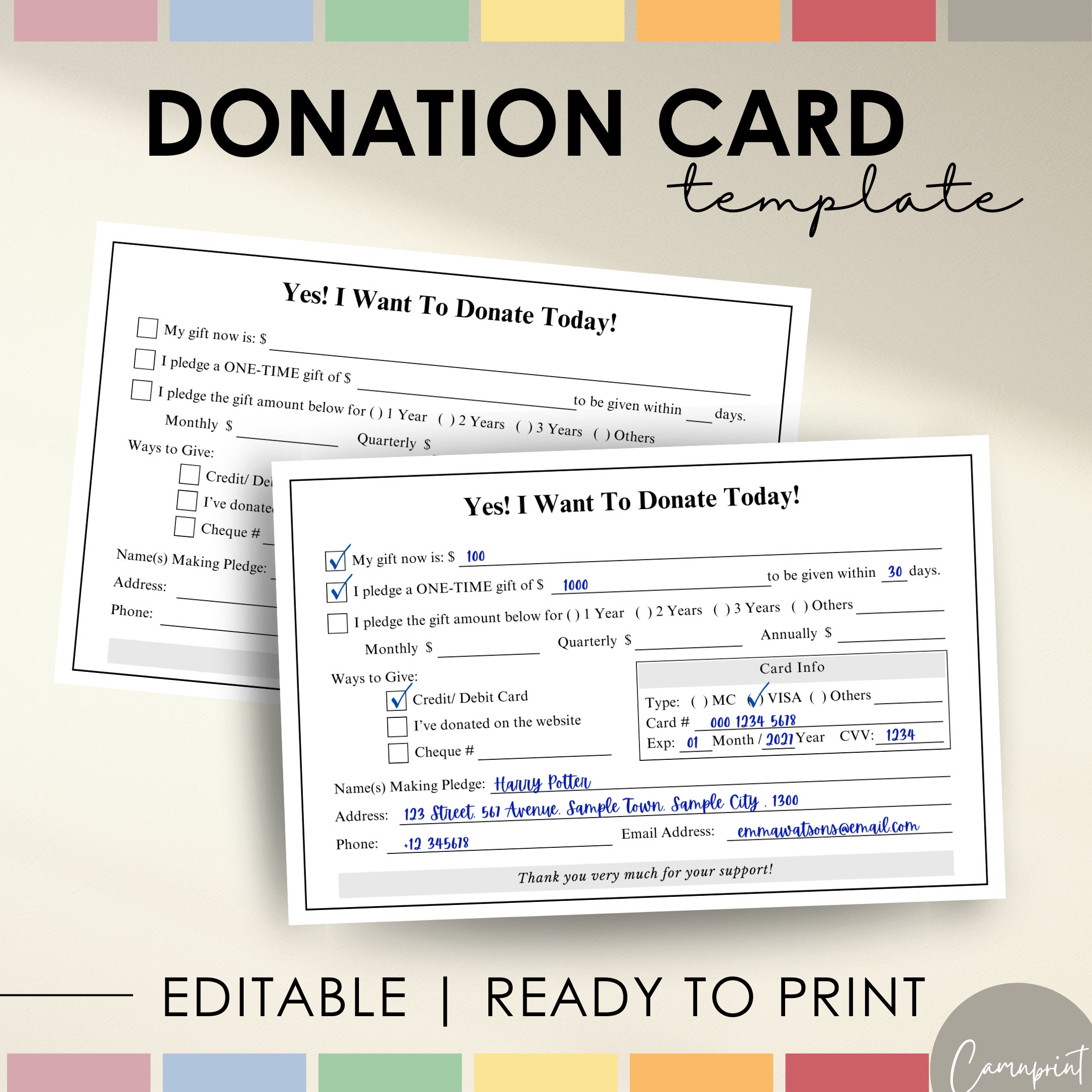 Free Printable Pledge Form Template