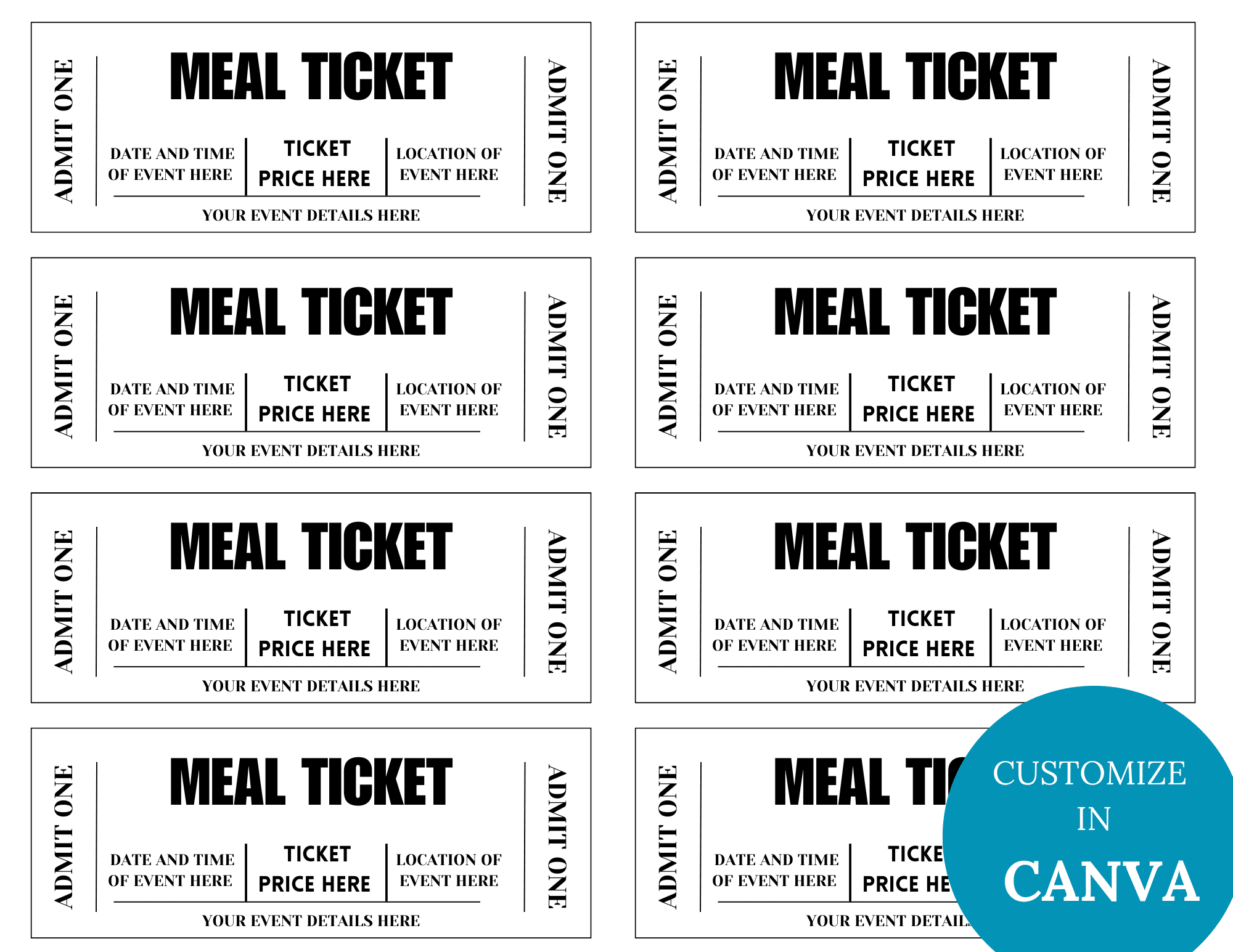 Editable Food Event Ticket Editable Food Event Ticket