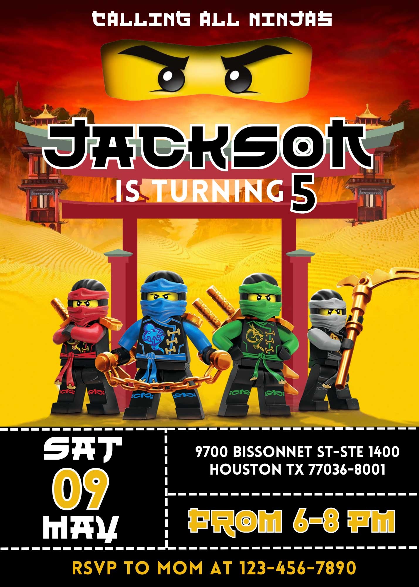 Editable Lego Ninjago Birthday Invitation Template Awesome Invite