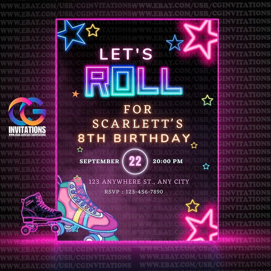 Free Printable Roller Skate Invitation Template