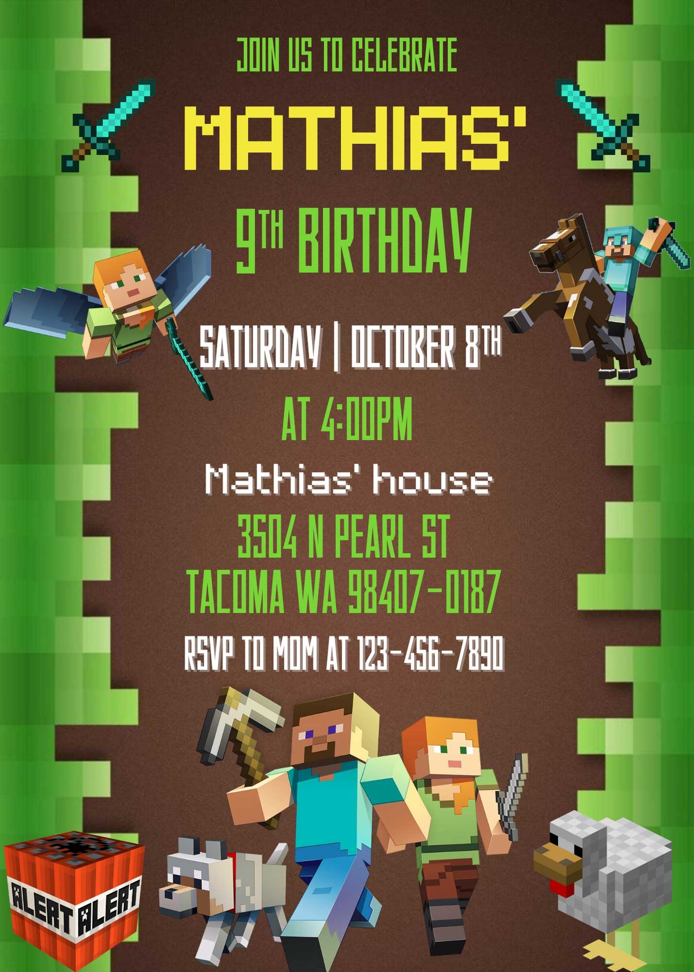 Editable Minecraft Birthday Invitation Template Fantastic Invite Editable Minecraft Birthday Invitation Template Fantastic Invite