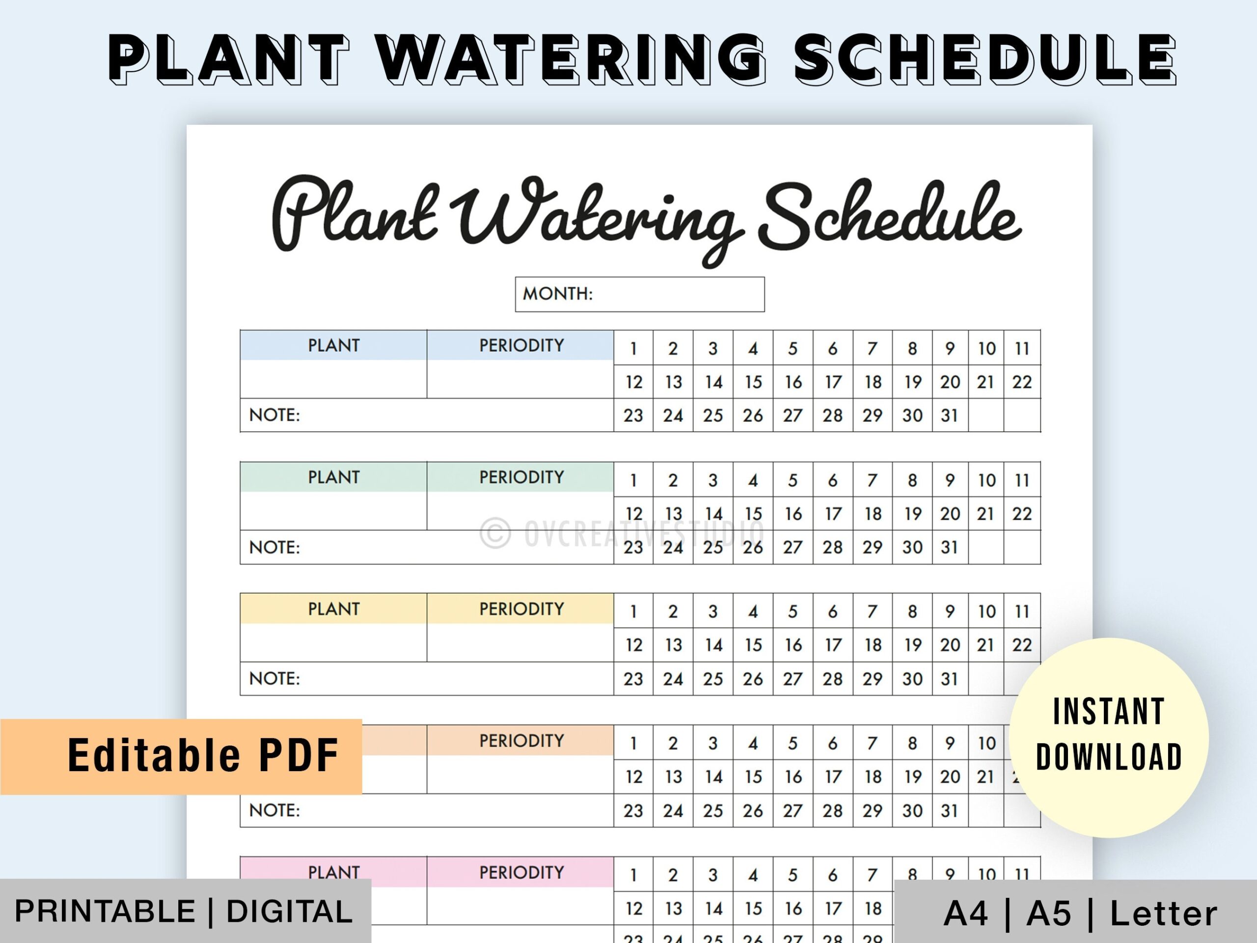 Free Printable Plant Watering Schedule Template Free Printable Plant Watering Schedule Template