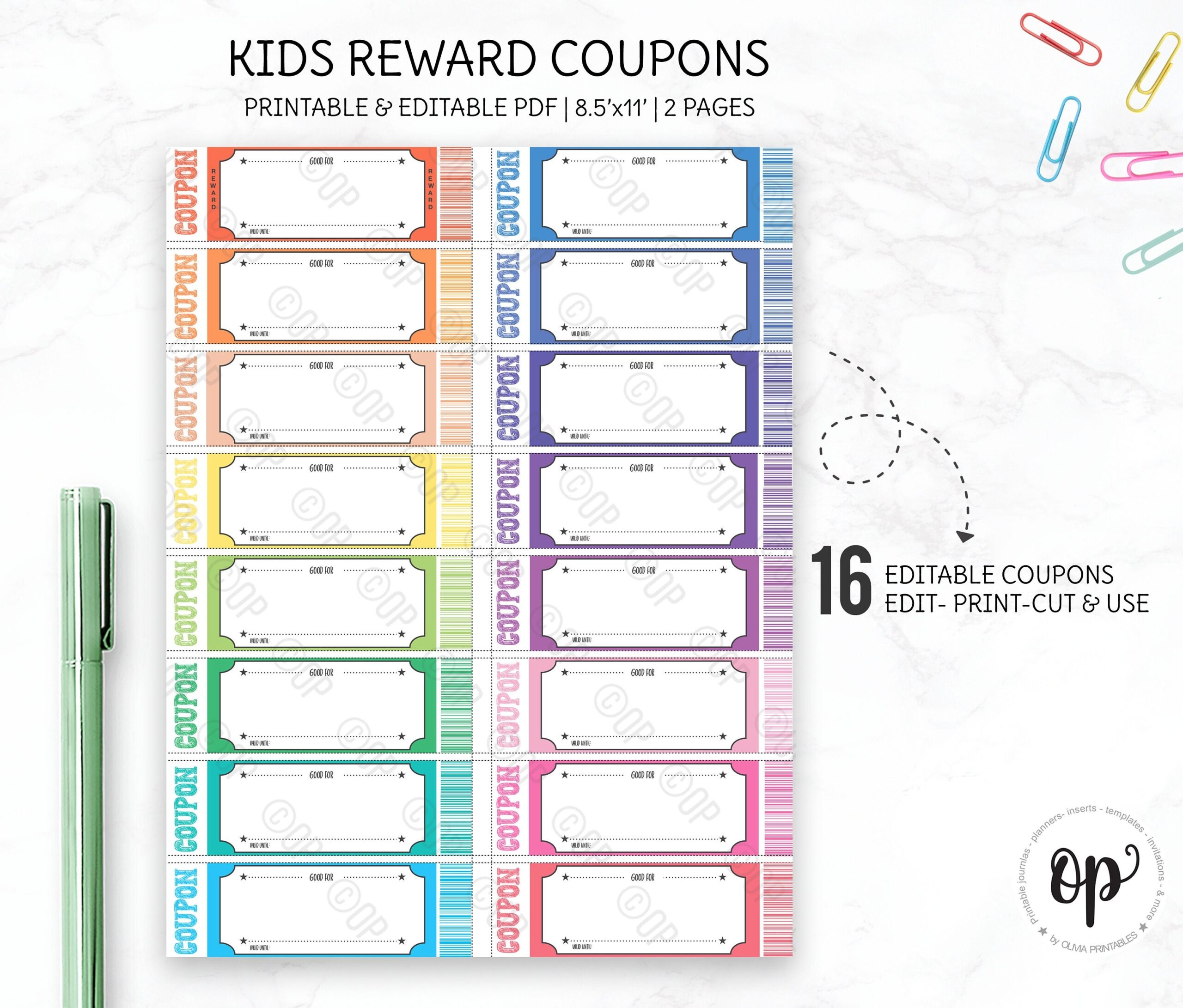 Editable Reward Coupons Printable Reward Tickets For Boys And Girls Pre filled Rewards Blank Editable Template A4 Us Letter Etsy