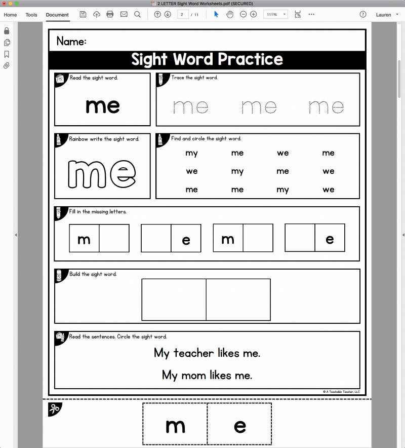 Editable Sight Word Worksheets Are Editable U0026 It Auto fill Editable Sight Word Worksheets Are Editable U0026 It Auto fill