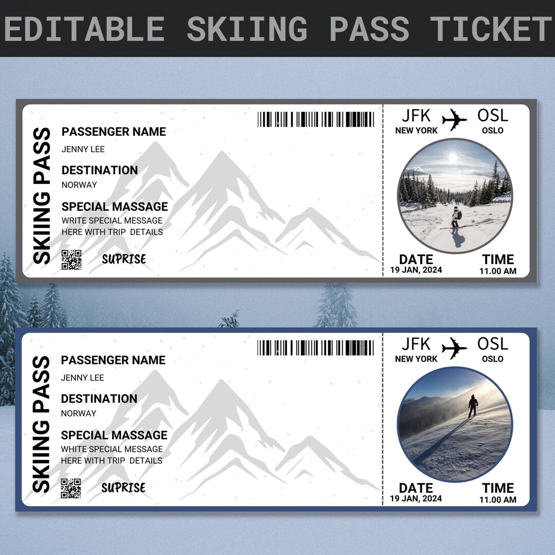 Free Printable Ski Pass Template Free Printable Ski Pass Template