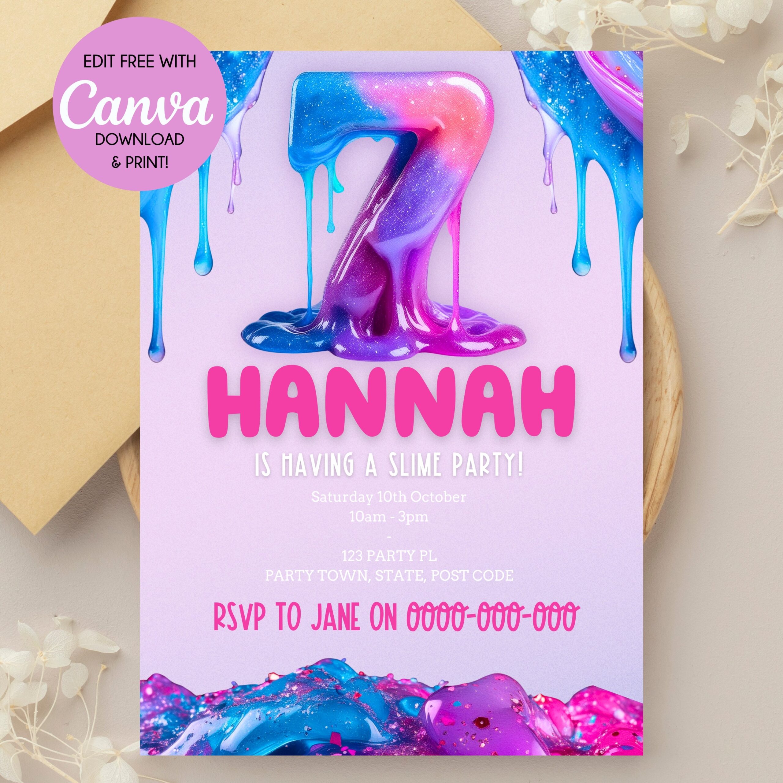 Free Printable Slime Party Invitation Template