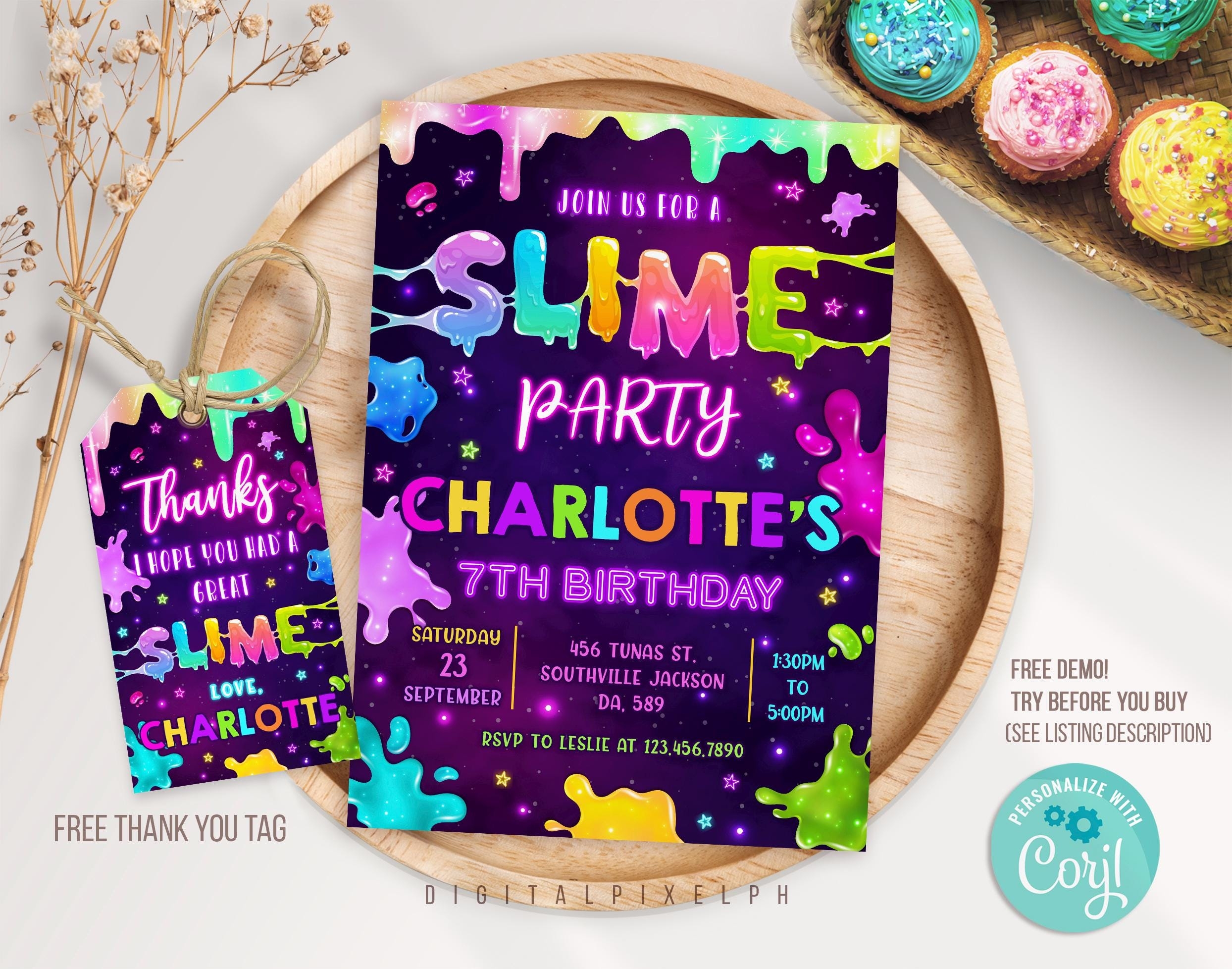 Free Printable Slime Party Invitation Template