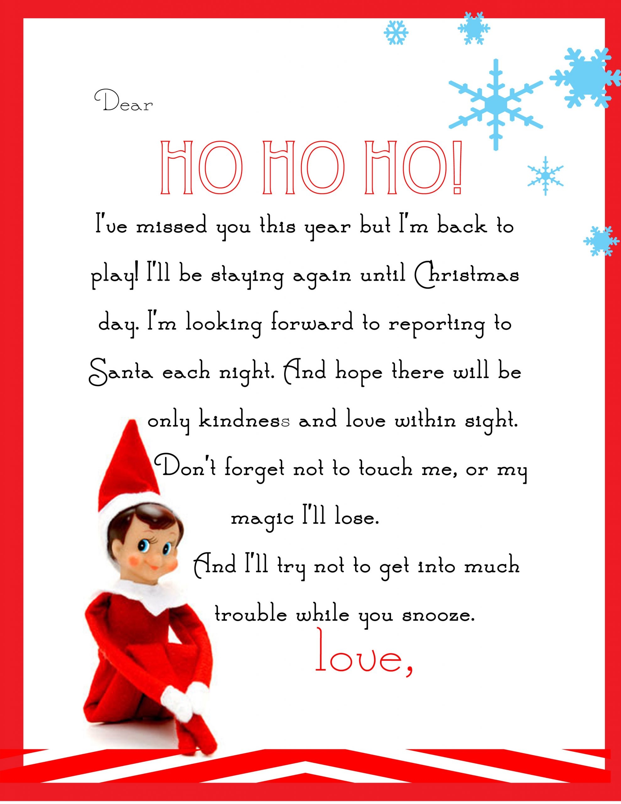 Free Printable Letter From Elves Template