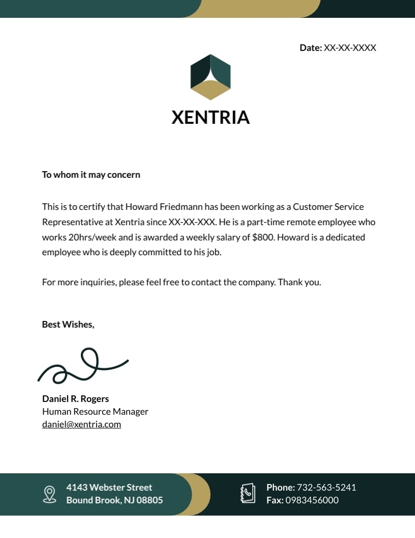 Employment Verification Letter Templates To Customize Visme