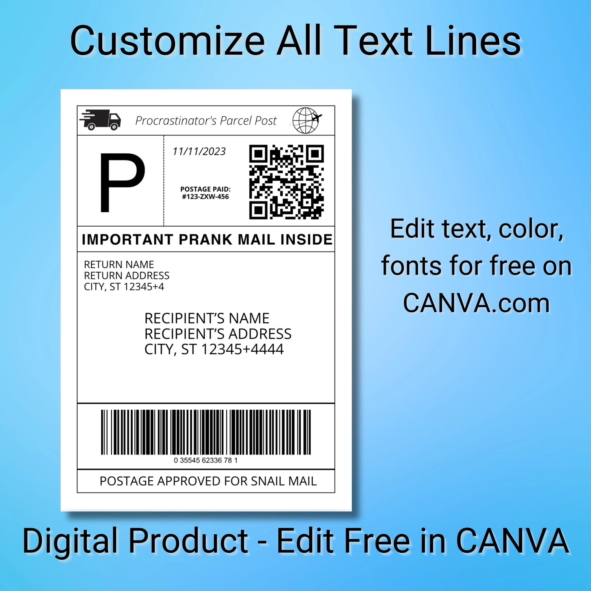 Fake Shipping Label For Prank Printable Printable Party Favors