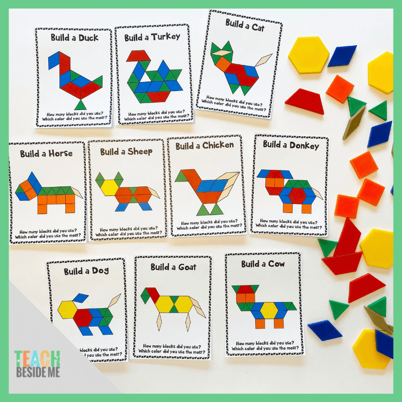 Farm Animal Pattern Block Cards