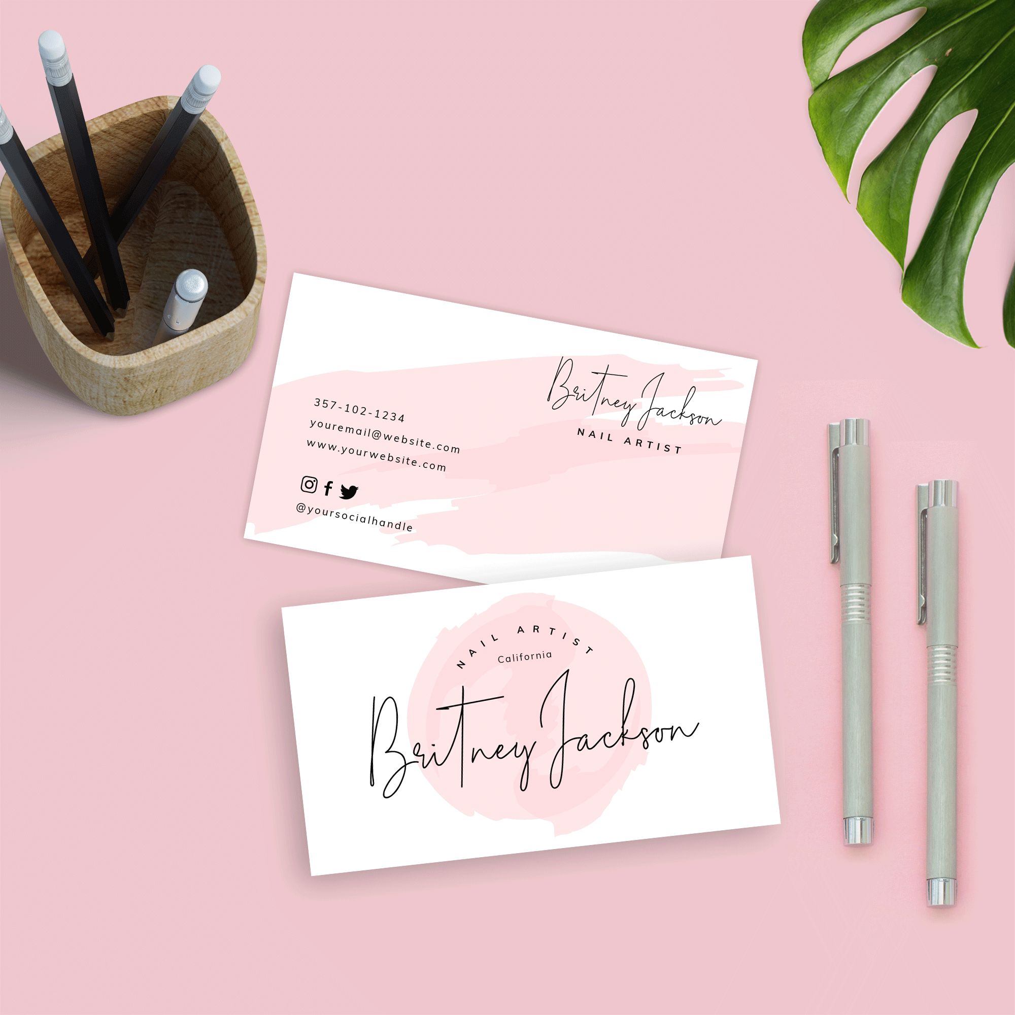 Feminine Business Card DIY Watercolor Business Cards Template