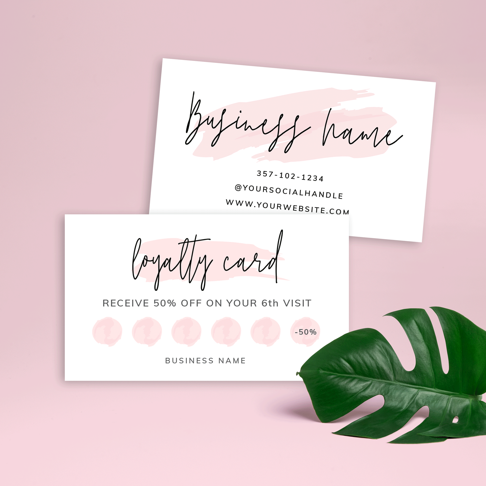 Feminine Loyalty Card Template Printable Beauty Rewards Cards Feminine Loyalty Card Template Printable Beauty Rewards Cards