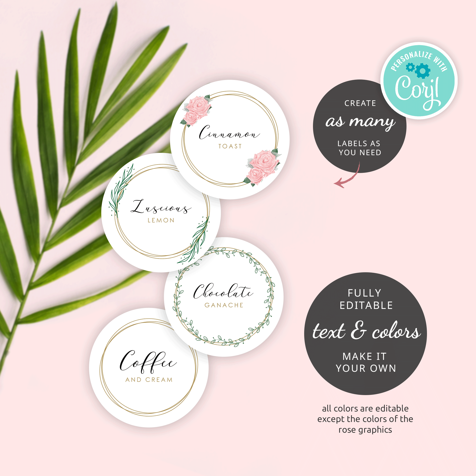 Flavor Stickers DIY Round Flavour Scent Label Template Floral Flavor Stickers DIY Round Flavour Scent Label Template Floral