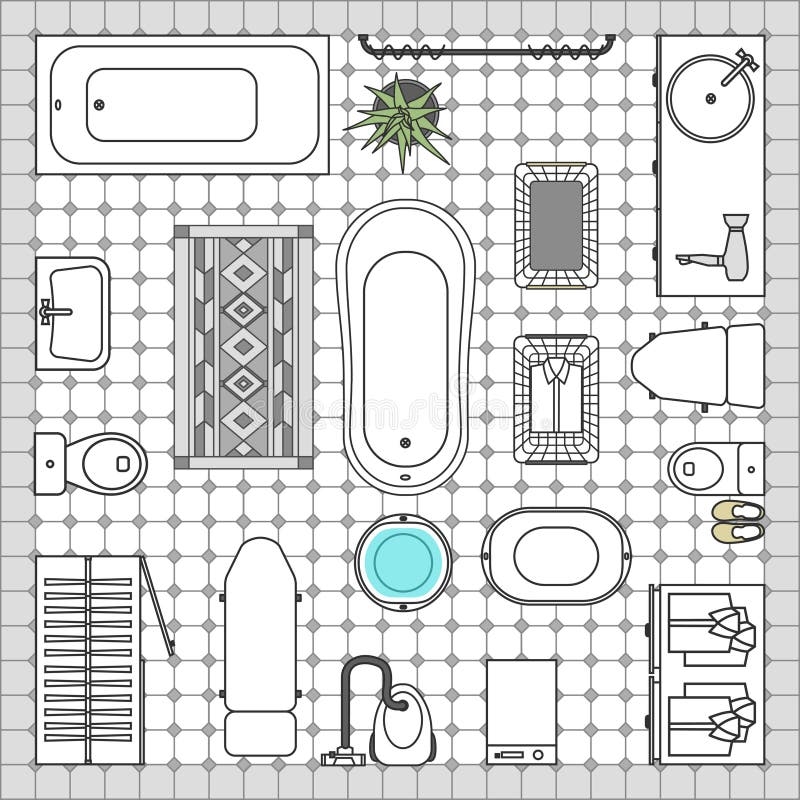 Floor Plan Furniture Template Stock Illustrations 840 Floor Plan 