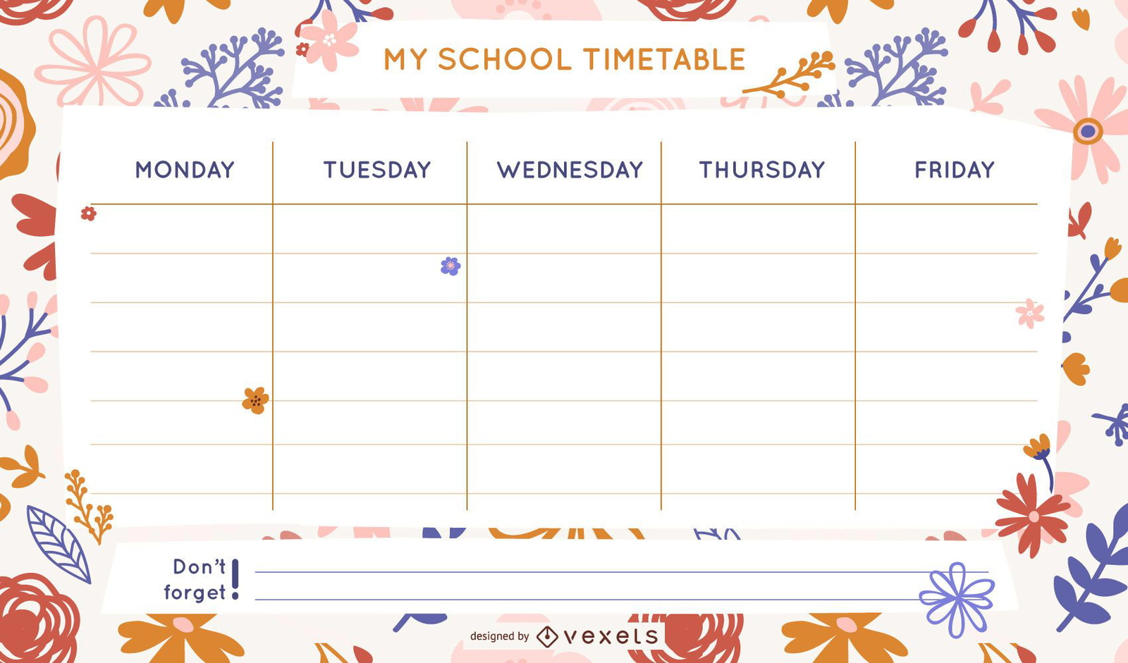 Free Printable School Schedule Flower Template