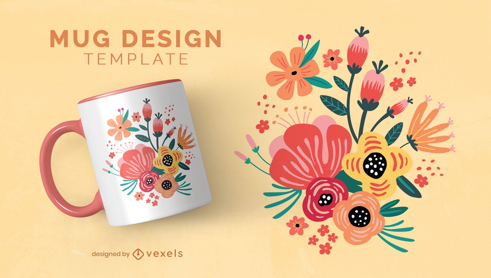 Flower Bouquet Nature Flat Mug Template Vector Download Flower Bouquet Nature Flat Mug Template Vector Download