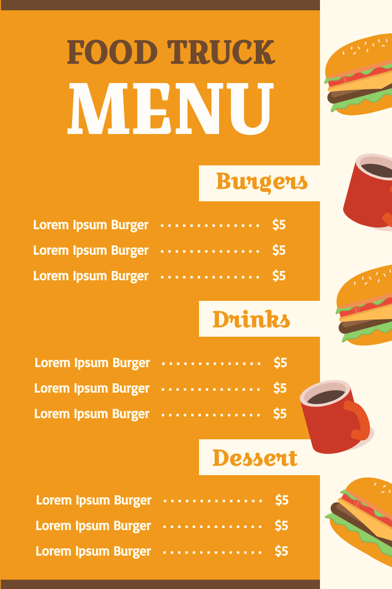 Food Truck Menu Menu Template