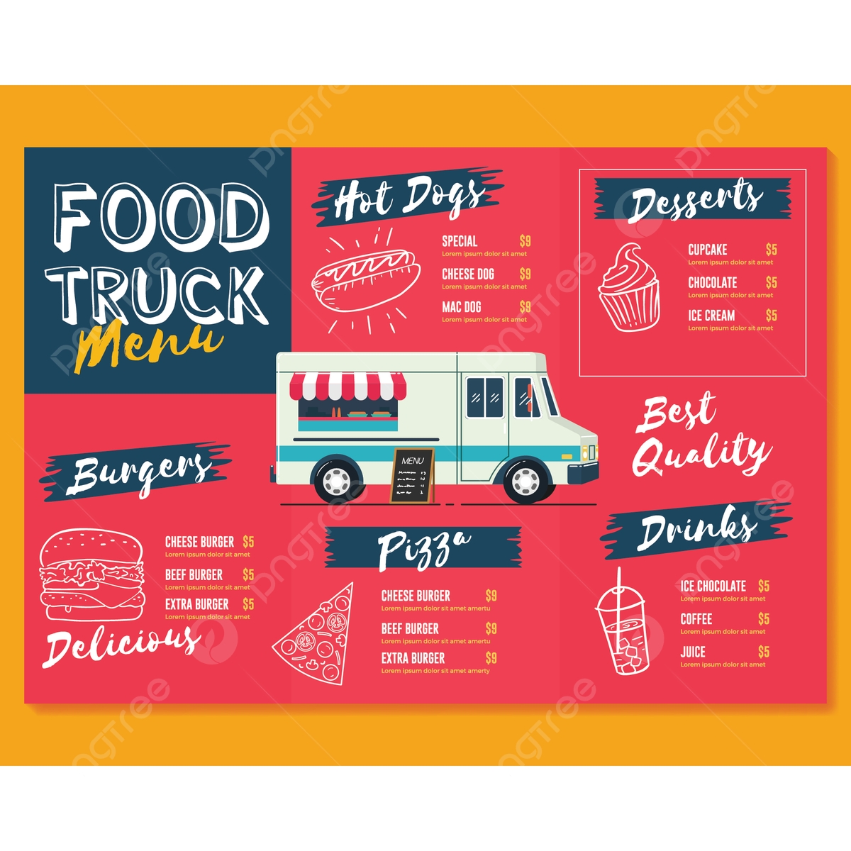 Food Truck Menu Template Fast Food Brochure Menu Template Download On Pngtree