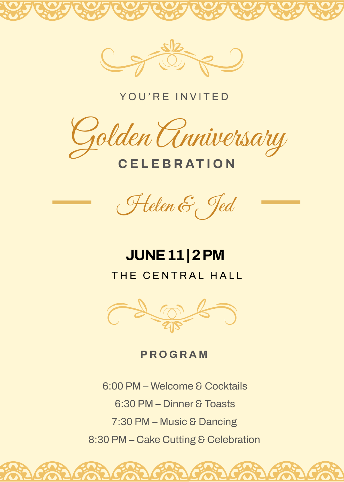 Free 50th Anniversary Celebration Invitation Template To Edit Online