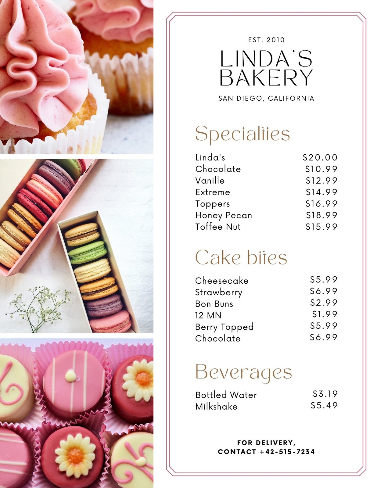 Free Printable Menu Templates For Baking