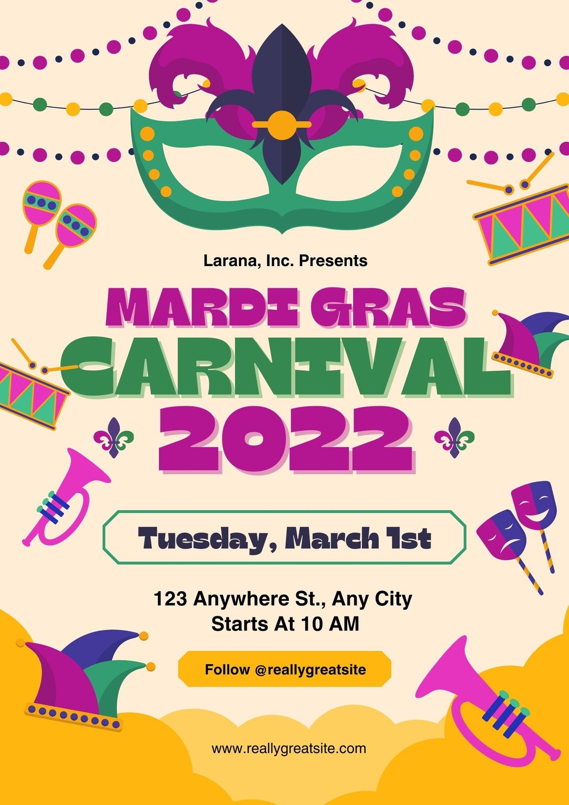 Free And Customizable Mardi Gras Templates